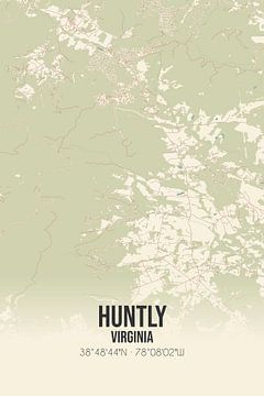 Vintage landkaart van Huntly (Virginia), USA. van MijnStadsPoster