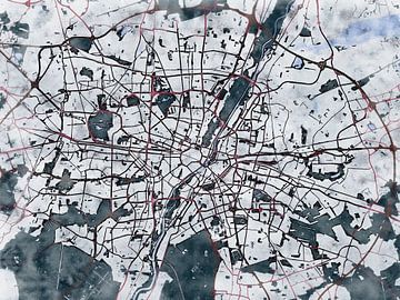 Kaart van München groot in de stijl 'White Winter' van Maporia