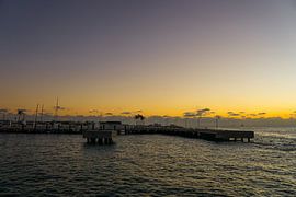 USA, Florida, Key West harbor after sunset with beautiful orange by adventure-photos