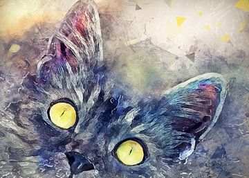 Kat dieren aquarel kunst #kat #kitten van JBJart Justyna Jaszke