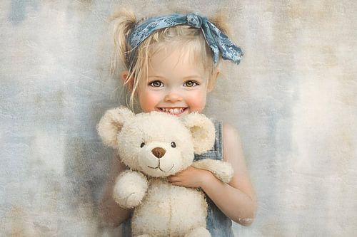The girl and her teddy bear
