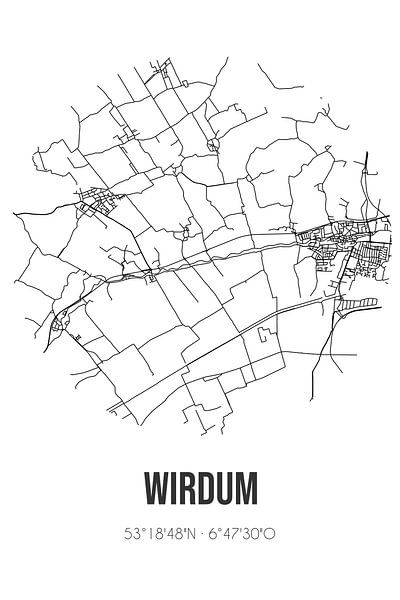 Wirdum (Groningen) | Map | Black and White by Prints of Place
