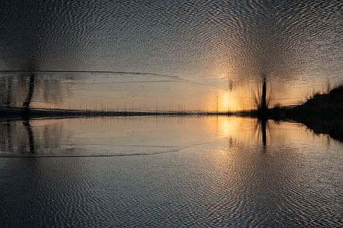 Reflection of sunlight and trees in the water 2