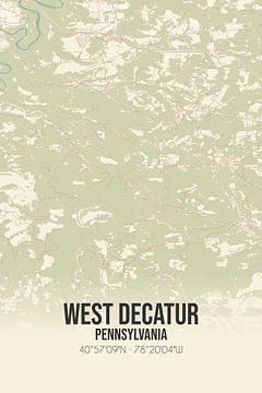 Alte Karte von West Decatur (Pennsylvania), USA. von Rezona