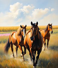 Pferde auf der Wiese von Rita Tielemans Art