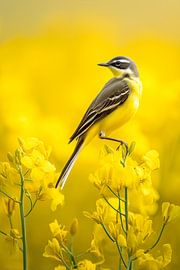 Yellow Wagtail (Motacilla flava) in a rapeseed field