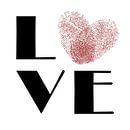 LOVE (vingerafdruk vrolijk liefde verlieft Valentijn typografie liefde hartje verlieft rood zwart) van Natalie Bruns thumbnail