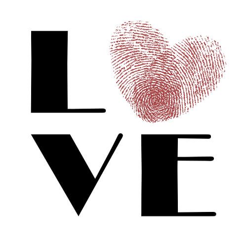 LOVE (fingerprint happy love love Valentine typography love heart love red black)