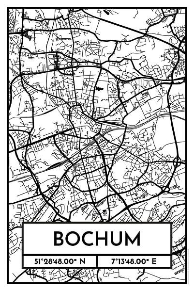 Bochum - Conception du plan de la ville Plan de la ville (Rétro) par ViaMapia