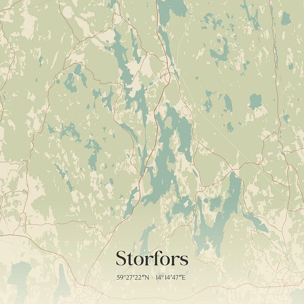 Alte Karte von Storfors, Schweden. von Ortsdrucke