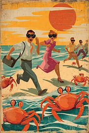 Urlaub geht schief - Retro-Reiseplakat-Humor von BowiScapes – Kunst und urbane Wandgestaltung