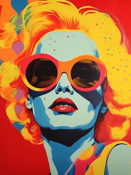 Pop-art portret vrouw zomer zonnebril gestileerd retro van gm_designs