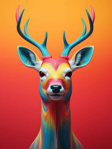 Imprimé cerf coloré