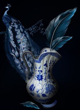 Paon - Bleu Delft sur OEVER.ART