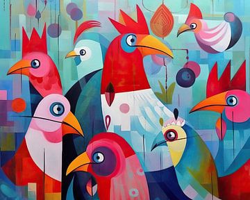 Schilderij kleurrijke vogels van ARTEO Schilderijen