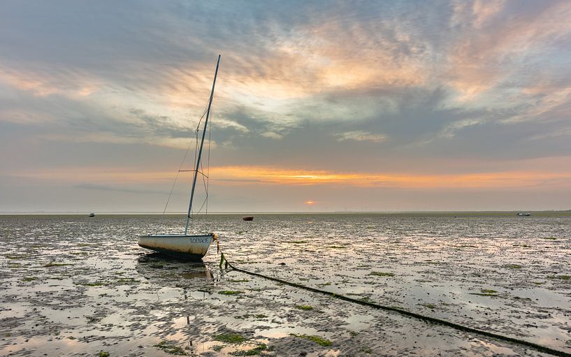 Boat on dry land at the Oosterschelde near Roelshoek by Jan Poppe