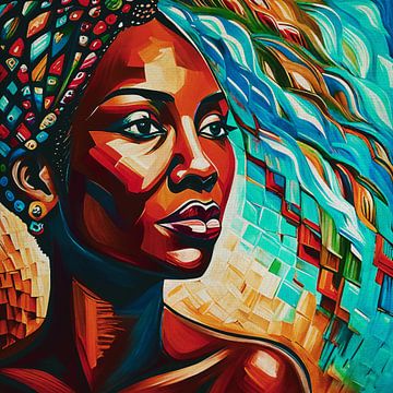 Afrikanisches Mädchen mit Spachtel gemalt