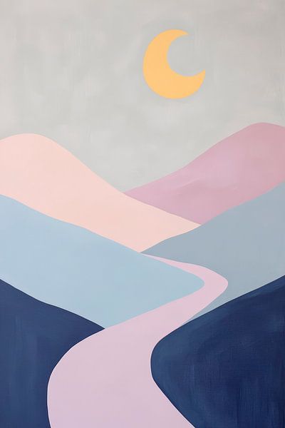 Gentle hills and moonlight - pastel colours by Poster Art Shop