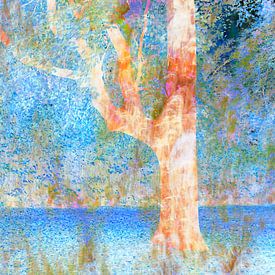 Ein farbenfrohes impressionistisches Bild eines Baumes von Herman Kremer