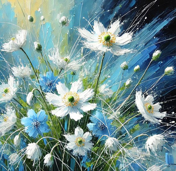 Blumen im Wind von Niek Traas