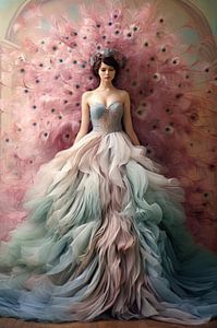 Haute Couture met roze veren