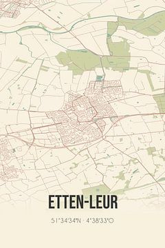 Vintage landkaart van Etten-Leur (Noord-Brabant) van MijnStadsPoster