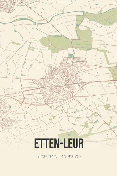 Carte ancienne d'Etten-Leur (Brabant du Nord) par Affiches de lieux