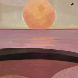 Abstract sun and birds landscape by IamHome Studio