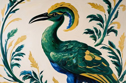 Gedetailleerd vogelontwerp met bladeren