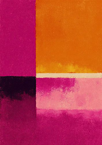 Minimalistisch kleurenveld-kwartet in oranje en roze