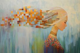 Pixel Frau | Pixel Haar von Blickfänger Gemälde