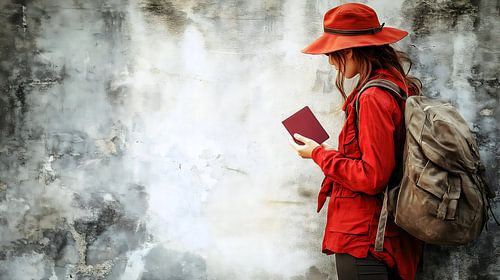 Une jeune routarde planifie sa prochaine aventure