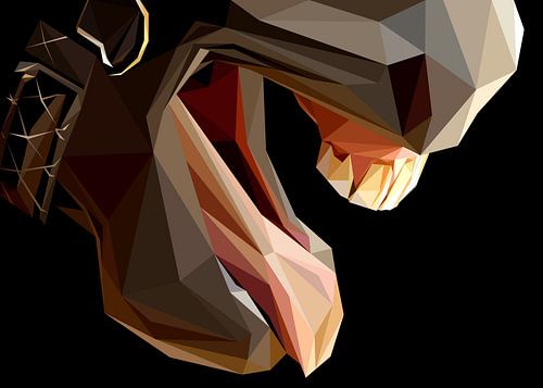 Paard dat tanden en tong laat zien Abstract Low Poly