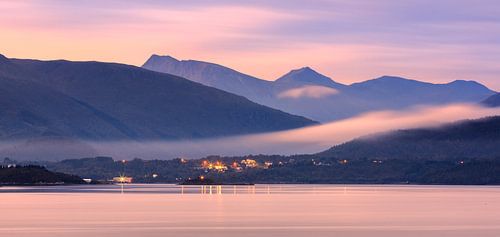 The small village of Karvag before sunrise, Norway