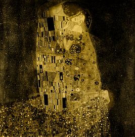 Inspired by the Kiss by Gustav Klimt, in black and gold by Dina Dankers