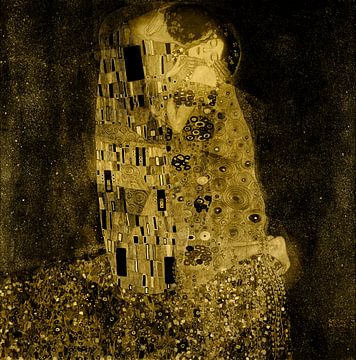 Inspiriert durch den Kuss von Gustav Klimt, in Schwarz und Gold von Dina Dankers