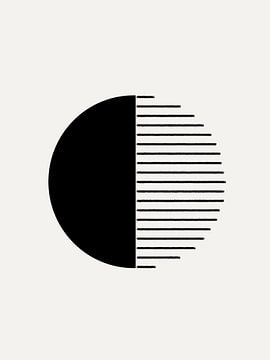 Minimalistisch geometrisch kunstwerk met lijnen en cirkel in zwart van Imaginative