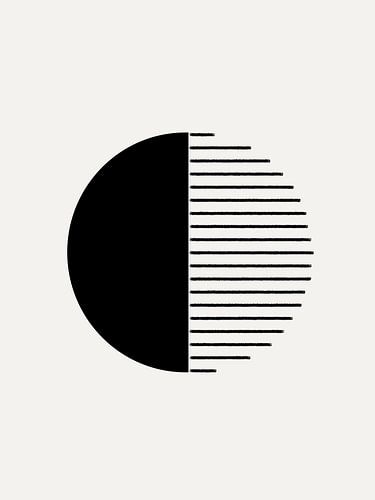 Minimalist geometric artwork with lines and circle in black