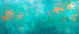 Aqua Abstraction avec accents dorés sur Poster Art Shop