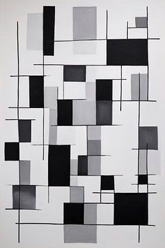Geometrische Harmonie in Schwarz und Weiß von De Muurdecoratie