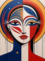 Abstraktes Gesicht Illustration - Bold Geometric Pop Art Portrait