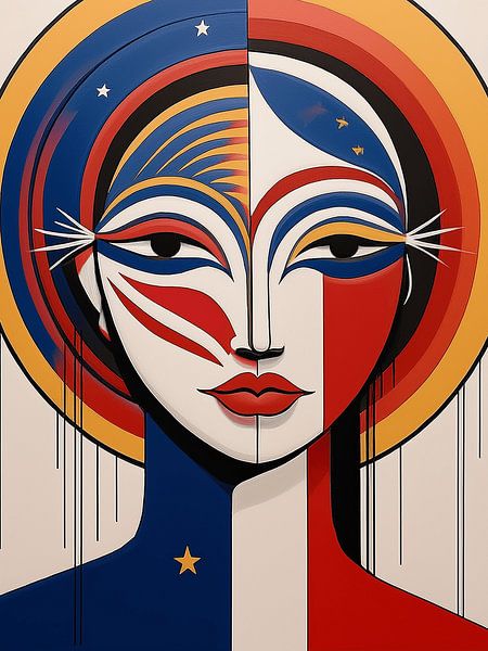 Abstract Gezichtsillustratie - Vet Geometrisch Pop Art Portret van Ruliyreed