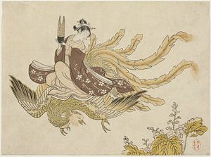 Suzuki Harunobu - Young Woman Riding a Phoenix