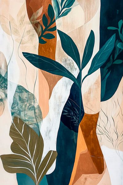 Abstracte plantencompositie in aardetinten van Poster Art Shop