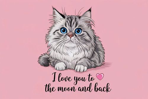 Pluizige kat op roze achtergrond