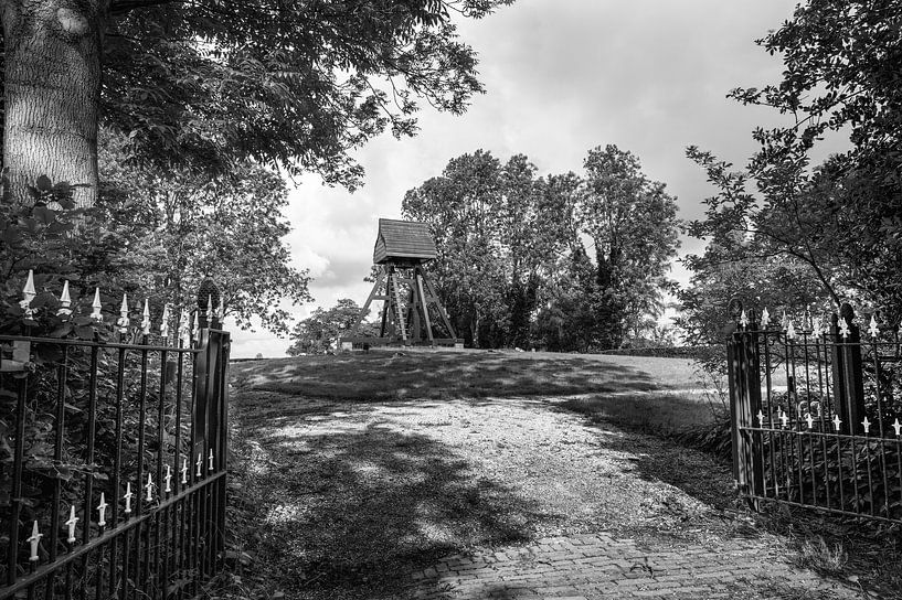 Clockface Oldekerk in black and white by R Smallenbroek