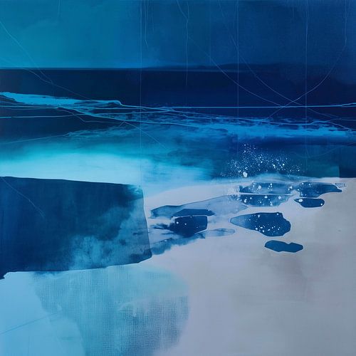 Blauwe horizon boven stil water