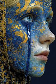 Porträt in Gelb und Blau von Egon Zitter