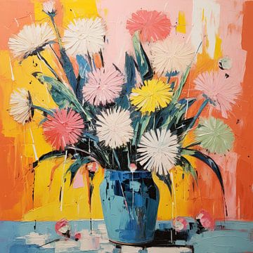 Fleurs modernes sur Peinture Abstraite