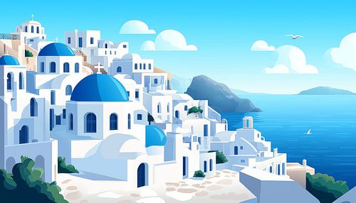 Griekse gebouwen illustratie panorama